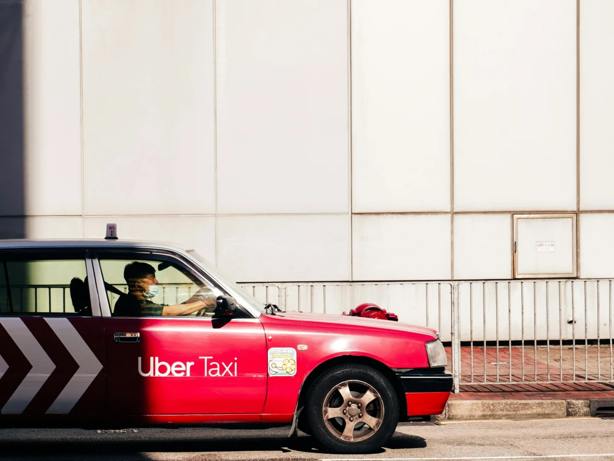 A visionary view of autonomous vehicles in a bustling city.
